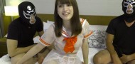 Yumeka-chan (20) who has a 3P in white pantyhose with a see-through outfit